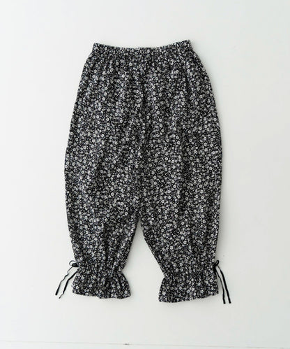 Linen Cotton Floral Flare-Hem Pants