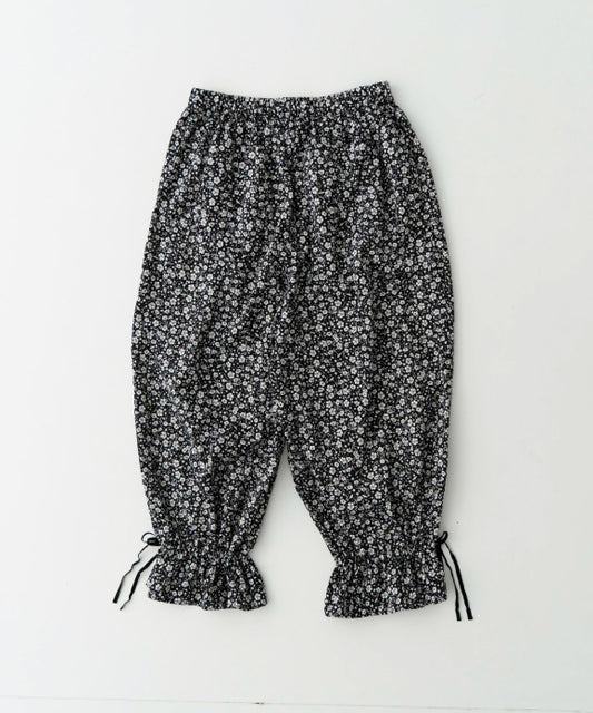 Linen Cotton Floral Flare-Hem Pants