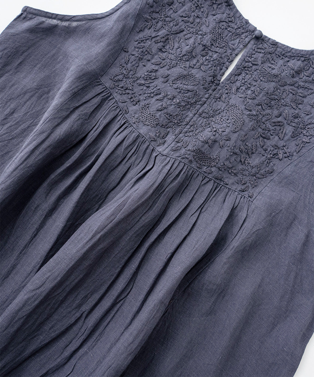Linen Two-way Indian Embroidered Dress (Navy)
