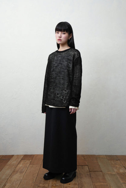 (Pre order) Double layered sweater in black