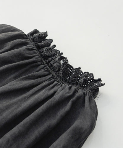 Linen Bincho-Zome Scallop Frill Blouse