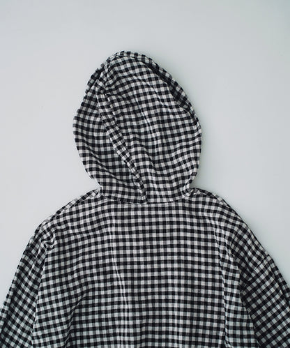 nest Robe | Super Water-Repellent Linen Cotton Check Anorak