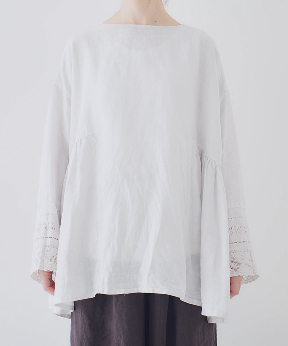 nest Robe | Linen Lace Side Gathered Two-way Blouse