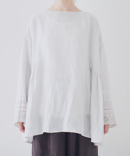 nest Robe | Linen Lace Side Gathered Two-way Blouse