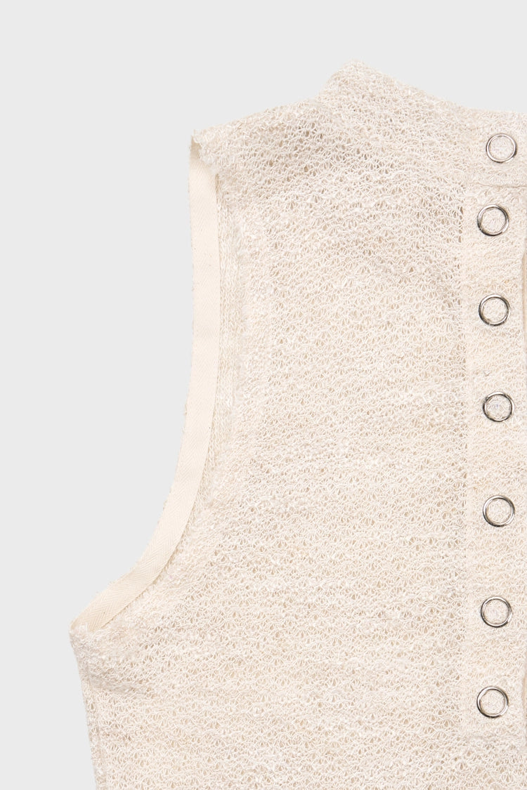 Knit sleeveless in ecru