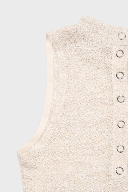 Knit sleeveless in ecru