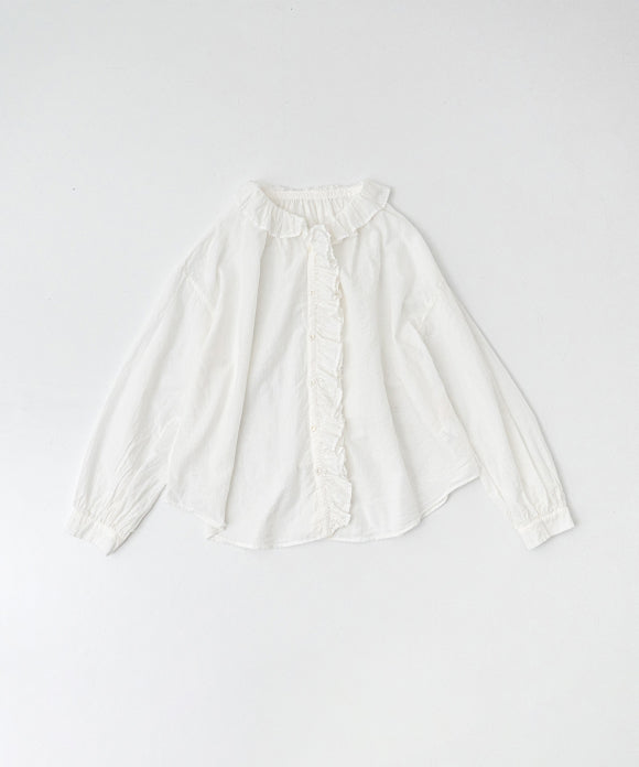 Cotton Linen Ramie Lawn Frill Shirt - Off White