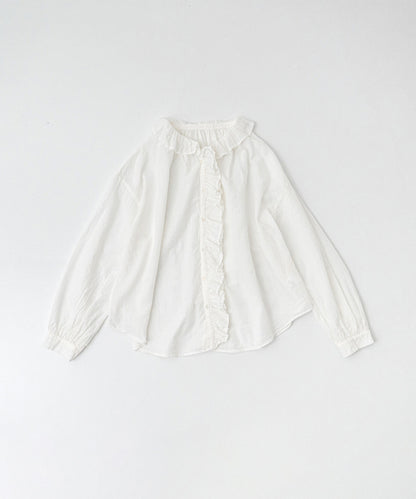 Cotton Linen Ramie Lawn Frill Shirt - Off White