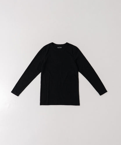 Raffy Cotton Rib Long Sleeve T Shirt - Black