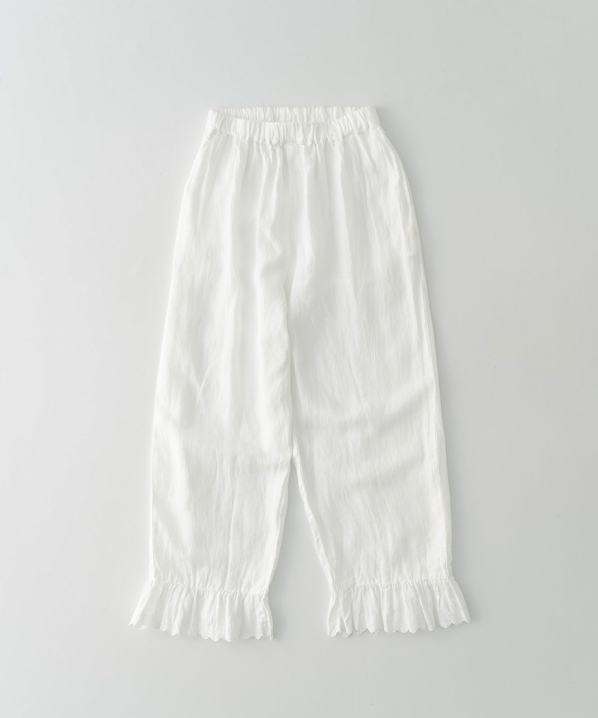 Linen Scallop Lace Frill Pants - Off White