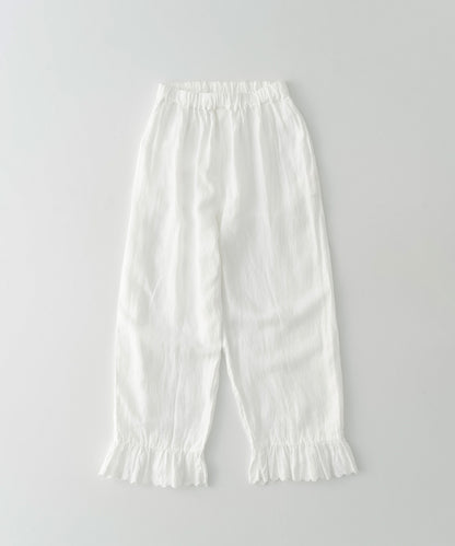 Linen Scallop Lace Frill Pants - Off White