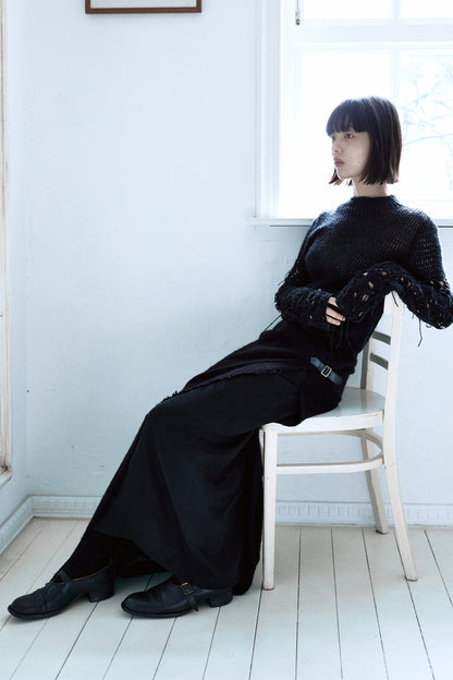 Fringed knit layered skirt