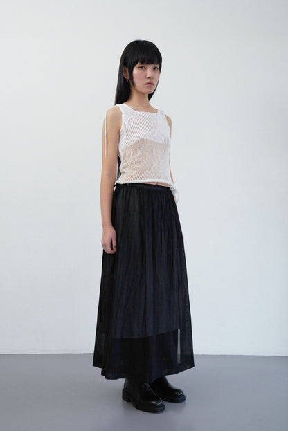 two toned knit sleeveless in white