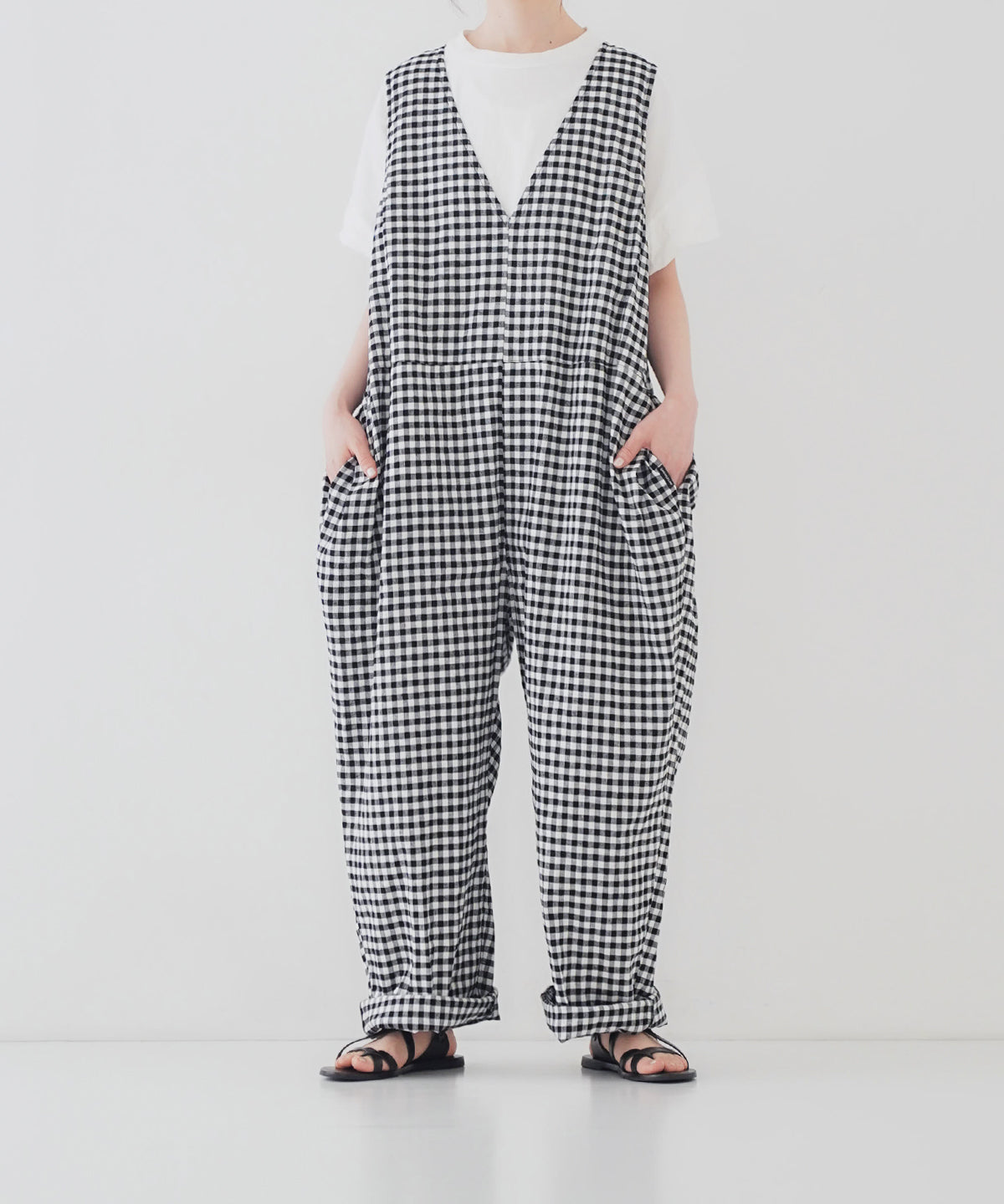 nest Robe |  Linen Cotton Check Salopette