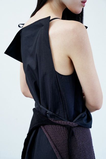 (Pre-order) Square wrap dress in black