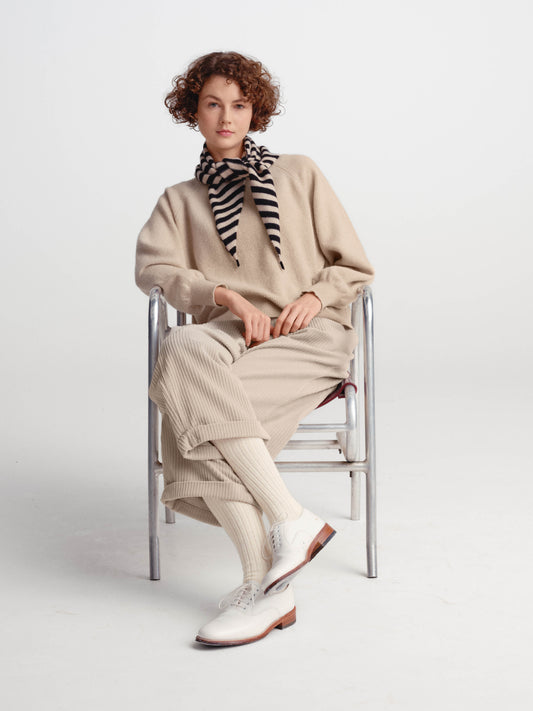 STRIPE TRIANGLE NECKERCHIEF BLACK & OATMEAL