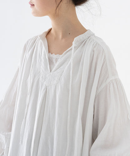 (UpcycleLino) Linen Cotton Omi-zarashi Lace Dress