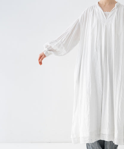 (UpcycleLino) Linen Cotton Omi-zarashi Lace Dress