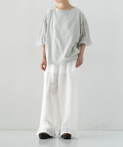 Linen Scallop Lace Frill Pants - Off White