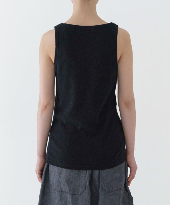 Raffy Cotton Rib Tank Top - Black