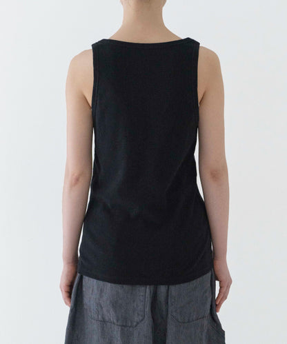 Raffy Cotton Rib Tank Top - Black