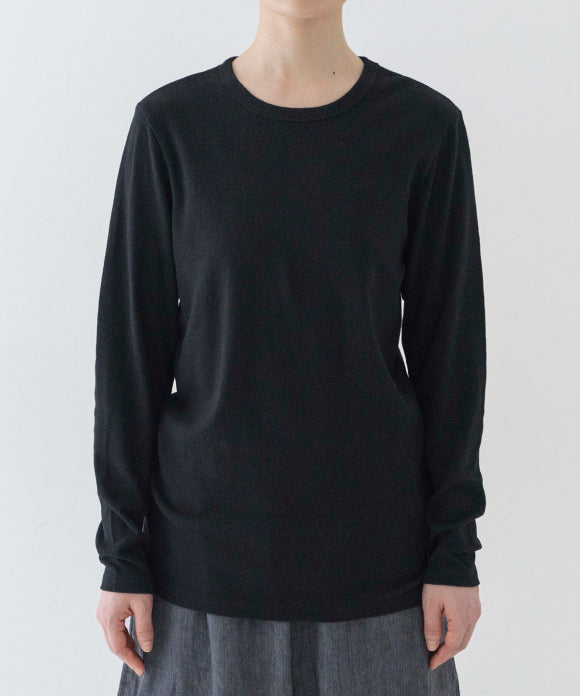 Raffy Cotton Rib Long Sleeve T Shirt - Black
