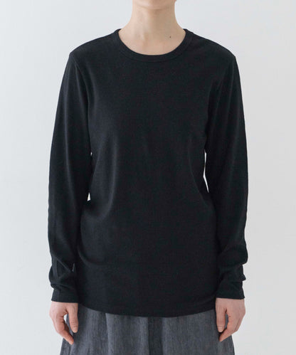 Raffy Cotton Rib Long Sleeve T Shirt - Black