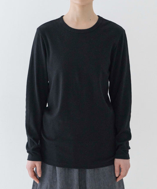 Raffy Cotton Rib Long Sleeve T Shirt - Black
