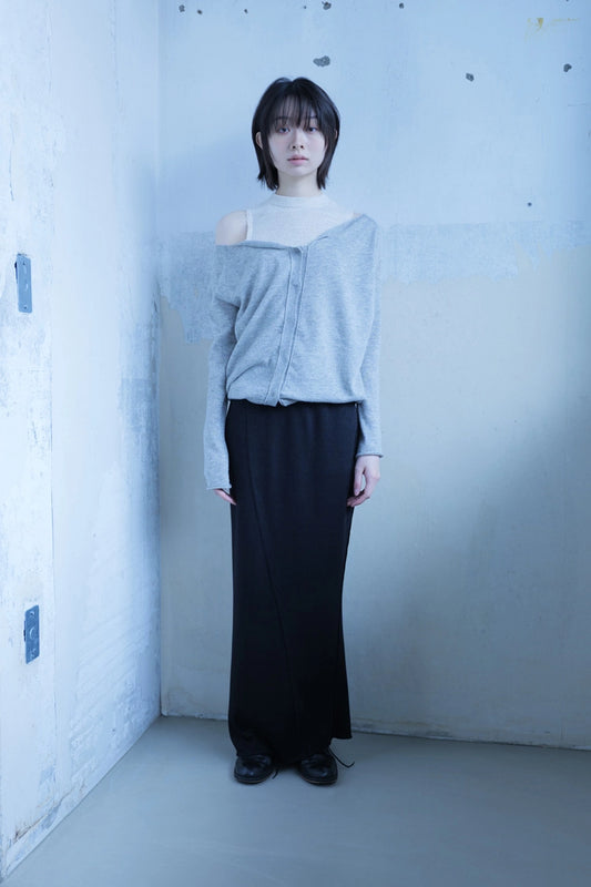 Off-shoulder cardigan in heather grey