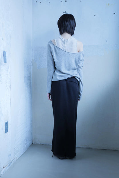 Off-shoulder cardigan in heather grey