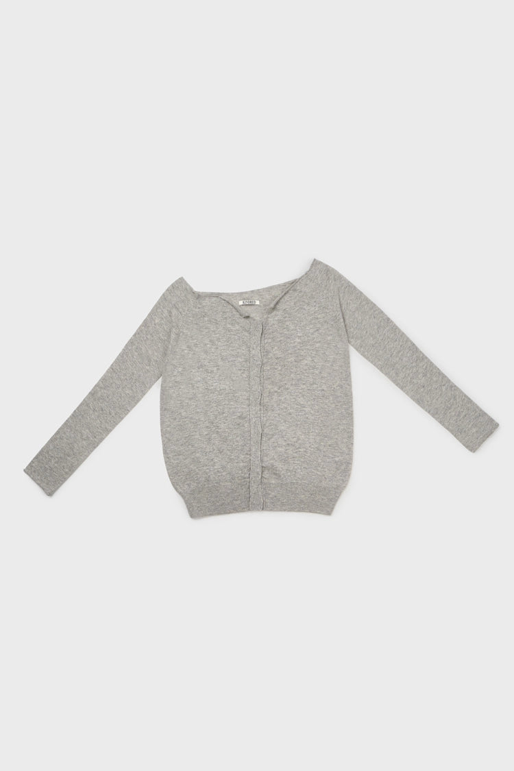 Off-shoulder cardigan in heather grey
