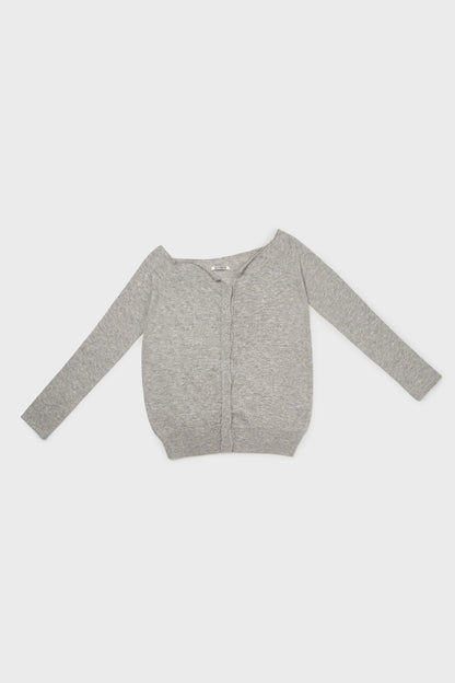 Off-shoulder cardigan in heather grey