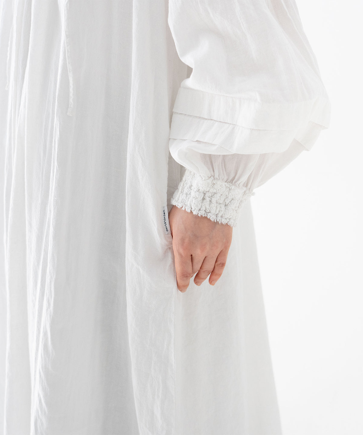 (UpcycleLino) Linen Cotton Omi-zarashi Lace Dress