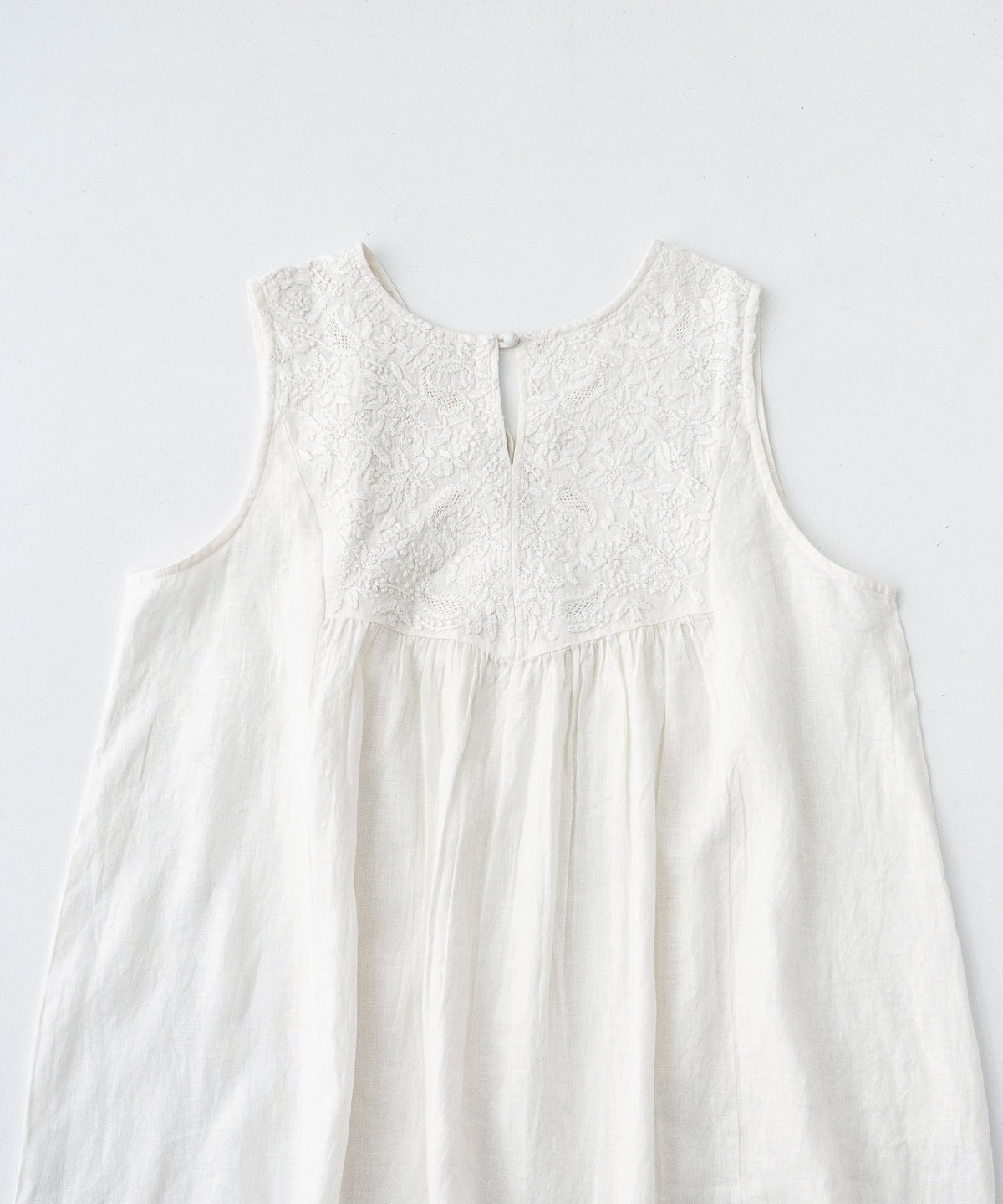 Linen Two-way Indian Embroidered Dress (White)