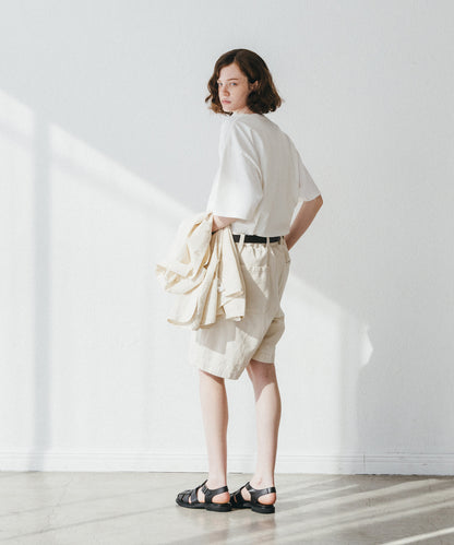 [UpcycleLino BASIC] Cotton Linen Jersey Wide-fit T-shirt