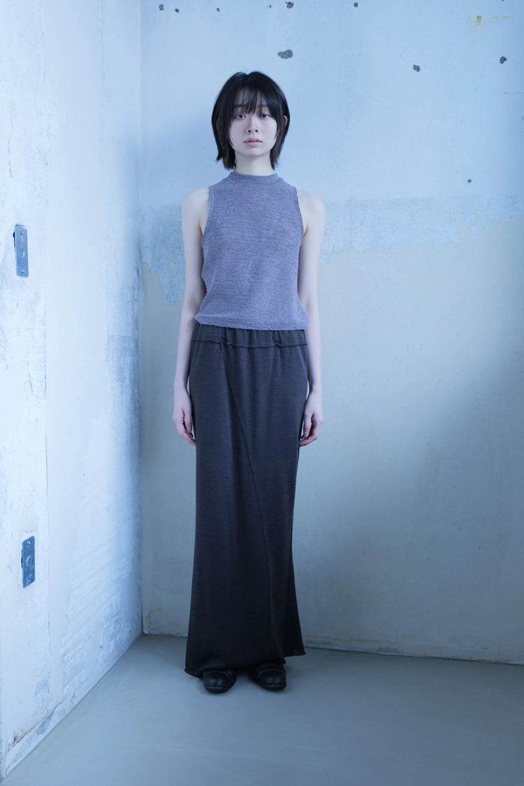 Knit maxi skirt in brown