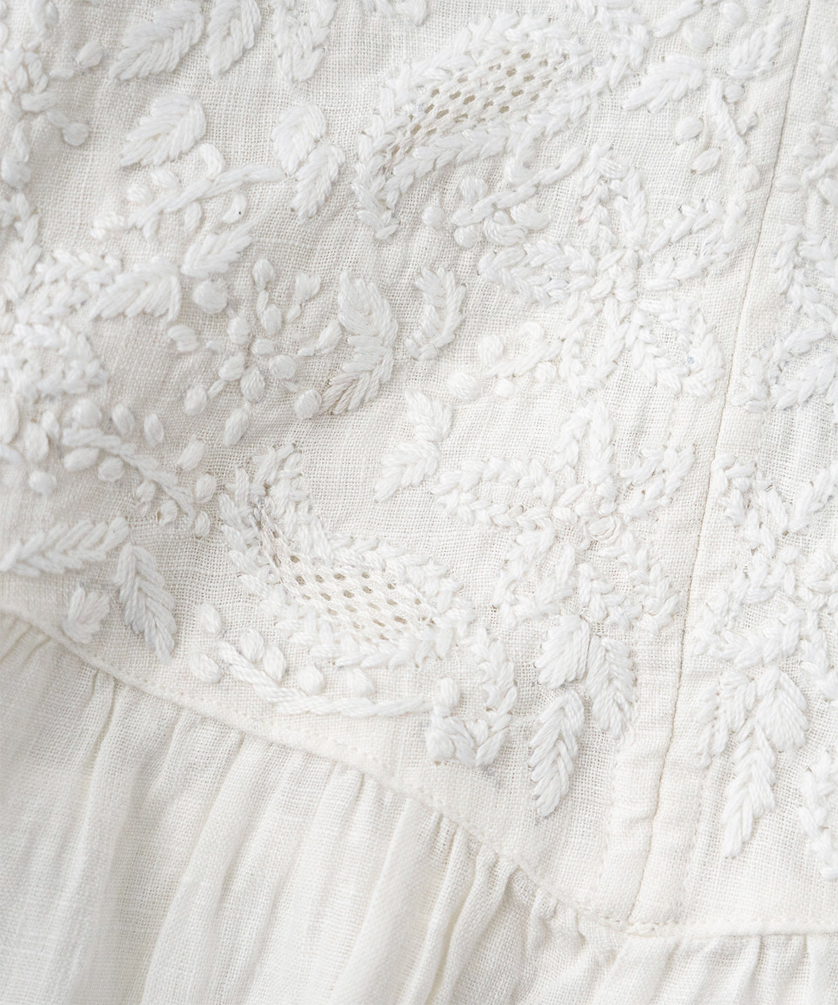Linen Two-way Indian Embroidered Dress (White)