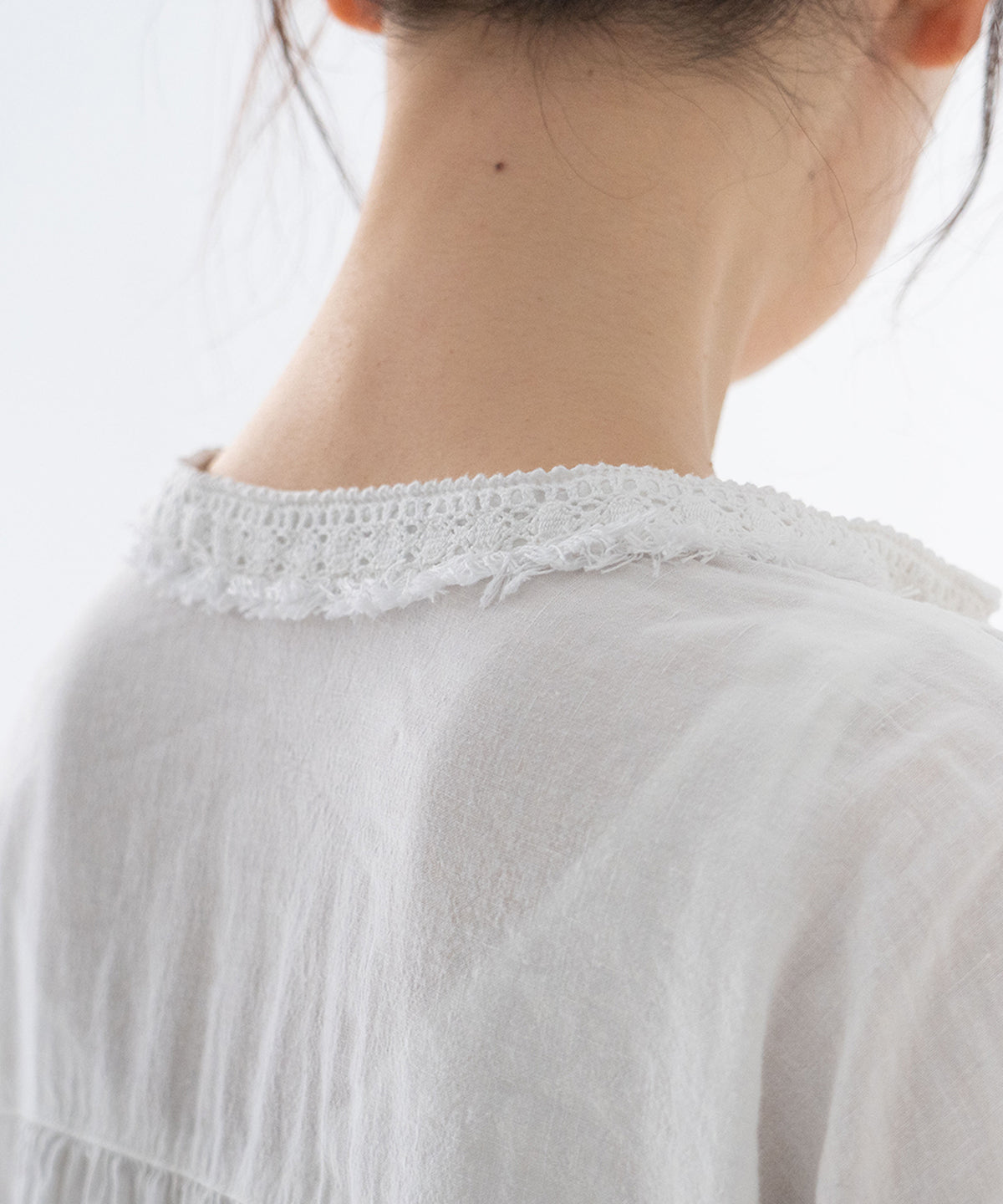 (UpcycleLino) Linen Cotton Omi-zarashi Lace Dress