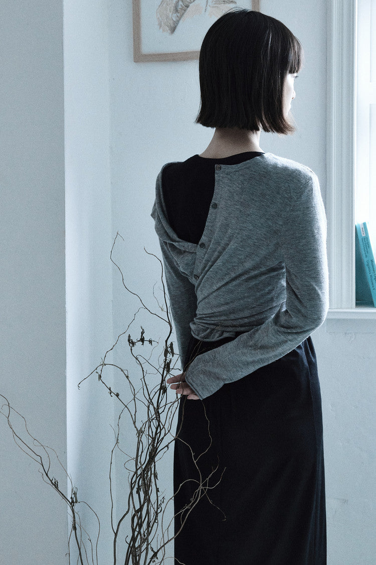 Cardigan layered jersey dress