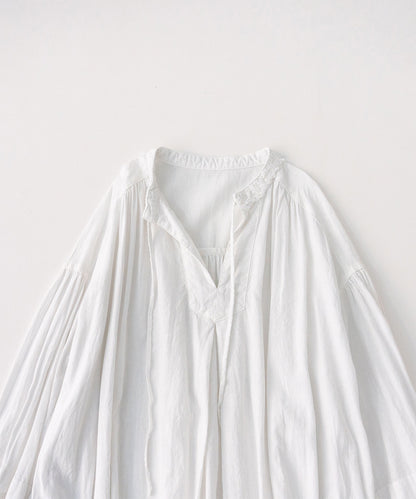 (UpcycleLino) Linen Cotton Omi-zarashi Lace Dress