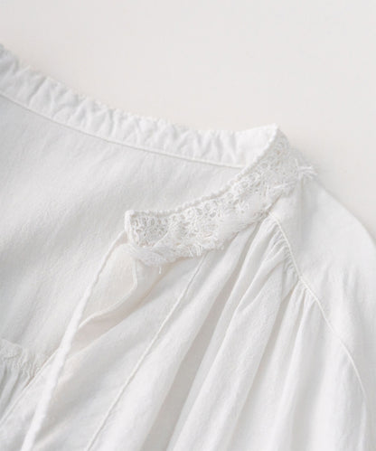 (UpcycleLino) Linen Cotton Omi-zarashi Lace Dress