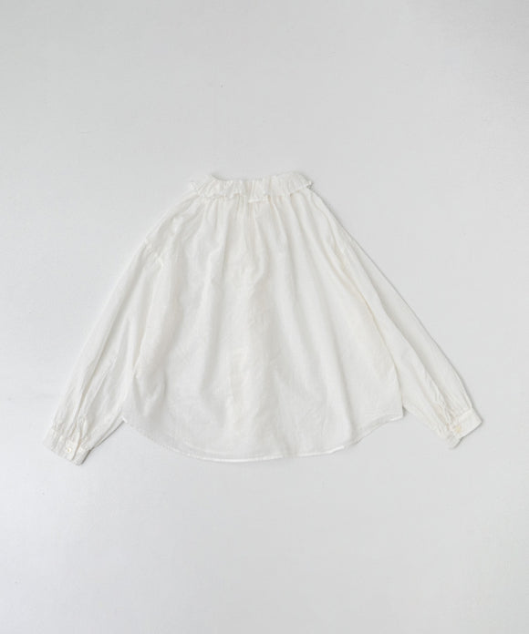 Cotton Linen Ramie Lawn Frill Shirt - Off White