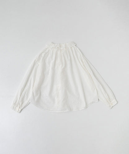 Cotton Linen Ramie Lawn Frill Shirt - Off White