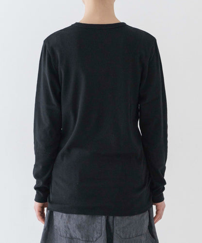 Raffy Cotton Rib Long Sleeve T Shirt - Black