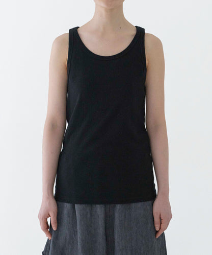 Raffy Cotton Rib Tank Top - Black
