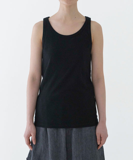 Raffy Cotton Rib Tank Top - Black