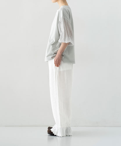 Linen Scallop Lace Frill Pants - Off White