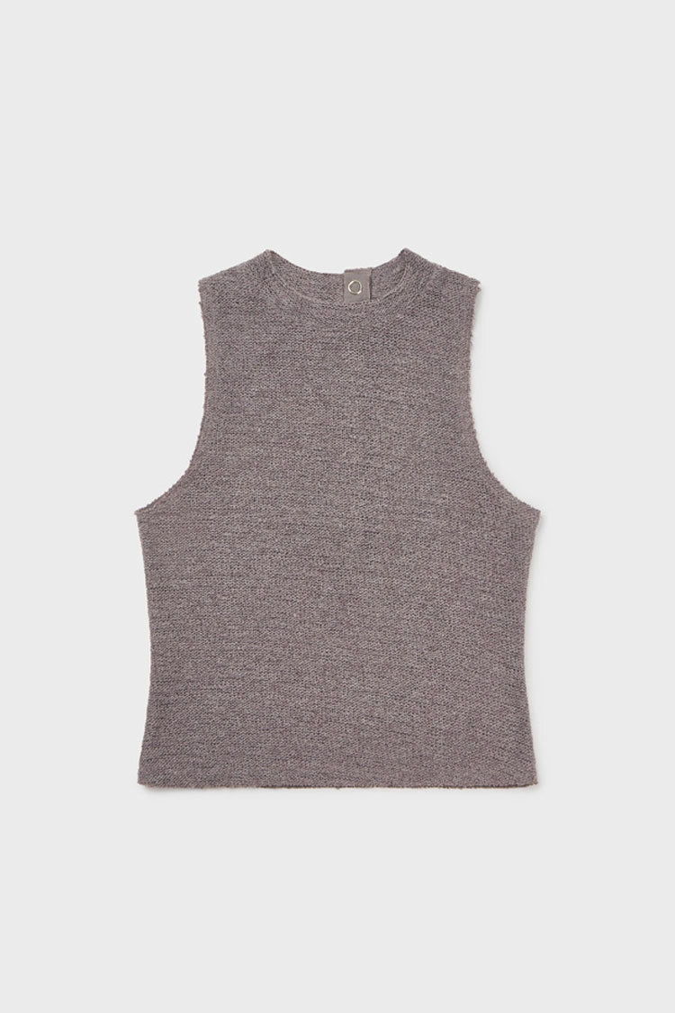 Knit sleeveless in purple ink
