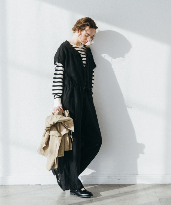 Heavy Linen Collared Salopette