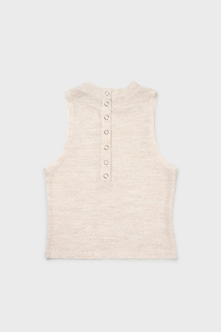 Knit sleeveless in ecru